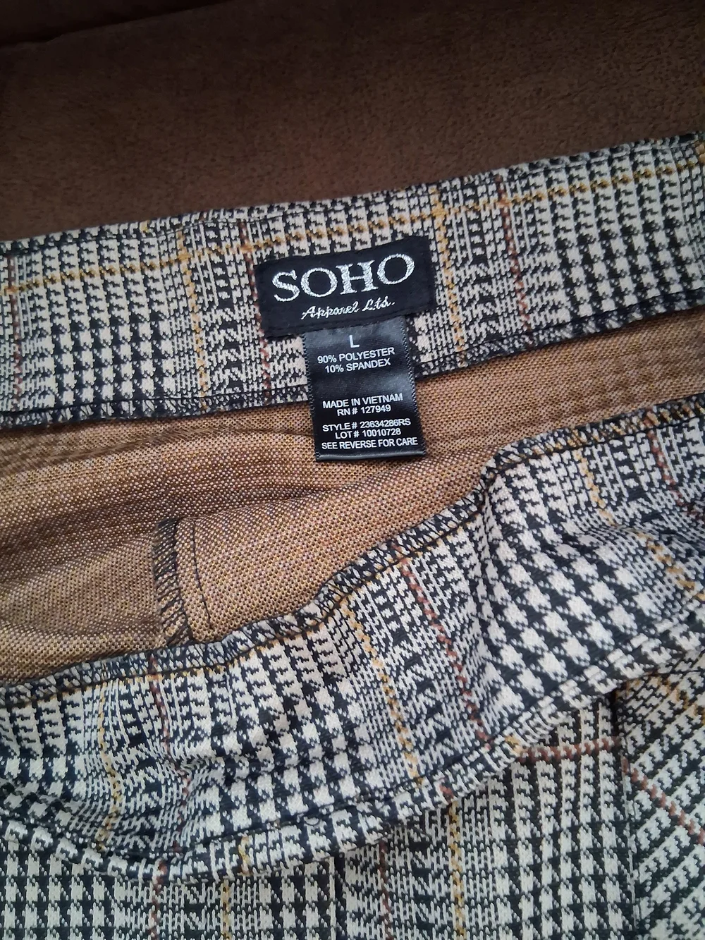 Women's Sz Lg Soho Apparel Plaid Pencil Skirt in Black, White & Tan - Picture 3 of 5